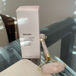 Glossier Super Bounce and Rose Quartz Face Roller